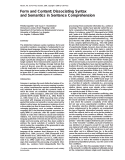 Form and Content: Dissociating Syntax and Semantics in Sentence