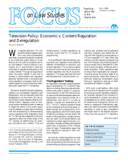 Focus on Law Studies: Television, the FCC, and Regulation