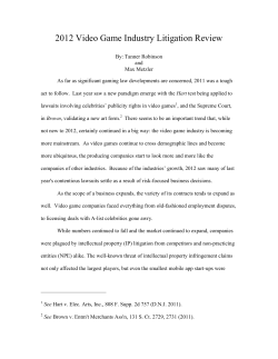 2012 Video Game Industry Litigation Review