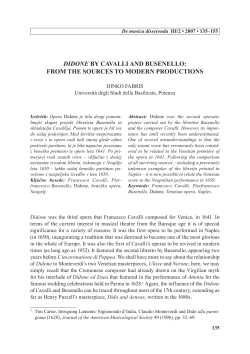 DIDONE BY CAVALLI AND BUSENELLO: FROM THE SOURCES