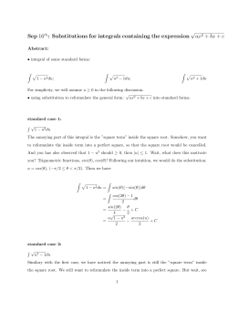 Substitutions for integrals containing the expression &radic; ax2 + bx + c