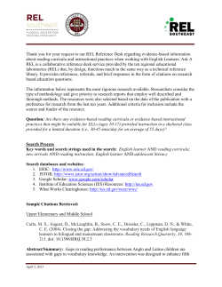 Thank you for your request to our REL Reference Desk regarding