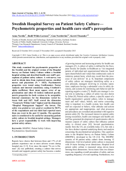 Swedish Hospital Survey on Patient Safety Culture
