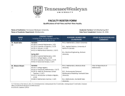 FACULTY ROSTER FORM - Tennessee Wesleyan University