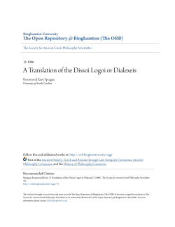 A Translation ofthe Dissoi Logoi or Dialexeis