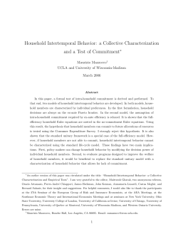 Household Intertemporal Behavior