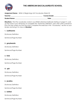 Beowulf Vocabulary Week 03 - The American Baccalaureate School