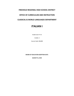 italian i - Freehold Regional High School District