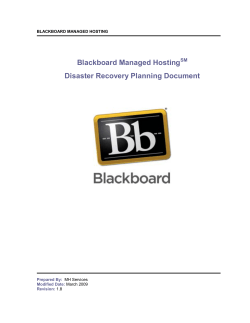 Blackboard Managed Hosting Disaster Recovery Planning Document