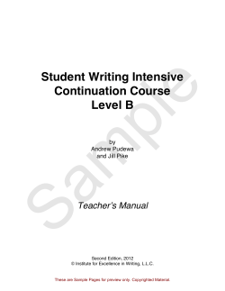 Student Writing Intensive Continuation Course Level B