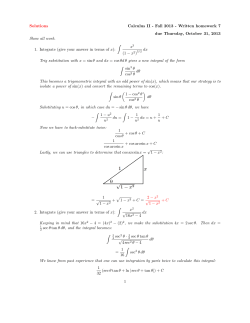 Solutions Calculus II - Fall 2013 - Written homework 7 due Thursday