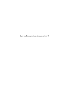 Care and conservation of manuscripts 15