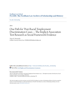 One Path for `Post-Racial` - FLASH: The Fordham Law Archive of