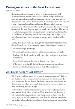 Passing on Values to the Next Generation