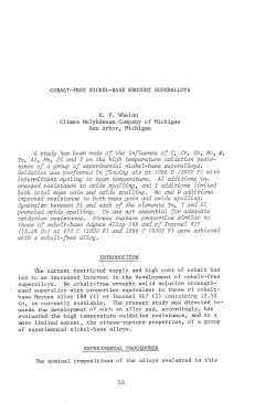 Cobalt-Free Nickel-Base Wrought Superalloys
