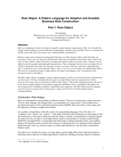 Rule Object: A Pattern Language for Adaptive and Scalable