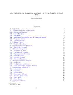calculus 2, integration and infinite series