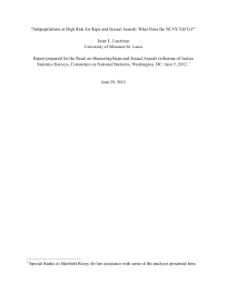 Subpopulations at High Risk for Rape and Sexual Assault