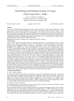 Floral Biology and Pollination Ecology of Cowpea