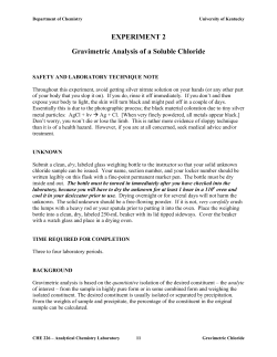 EXPERIMENT 2 Gravimetric Analysis of a Soluble
