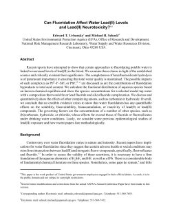 Can Fluoridation Affect Water Lead(II)