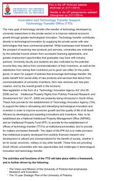 Technology Transfer Office > University of Pretoria