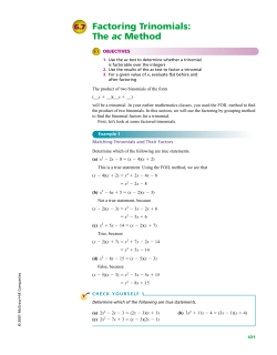 Factoring Trinomials: The ac Method