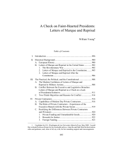 Letters of Marque and Reprisal - Washington and Lee University