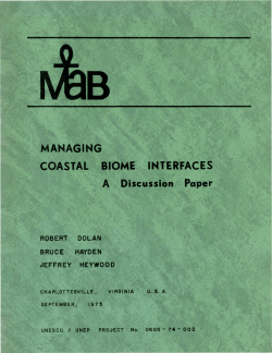 Managing Coastal Biome Interfaces: A Discussion Paper