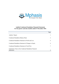 Audited Condensed Standalone Financial Statements for the quarter