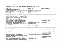 Highlights of the English Civil War and Commonwealth Period