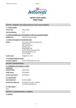 SAFETY DATA SHEET White Vinegar