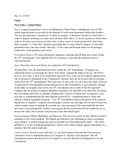 Day 13: 2/29/16 Cases: New York v. United States