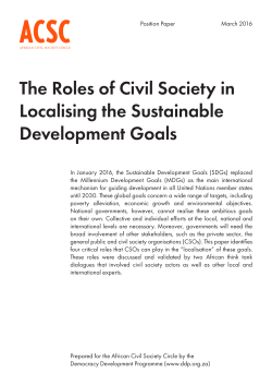 The roles of civil society in localizing the SDGs