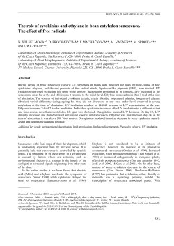The role of cytokinins and ethylene in bean cotyledon senescence