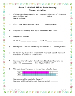 Grade 3 SPRING BREAK Brain Boosting Student Activities