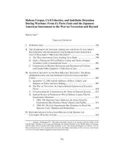 Habeas Corpus, Civil Liberties, and Indefinite Detention During