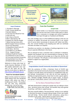 July Newsletter - Self Help Queensland
