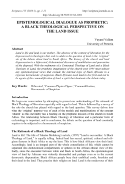 EPISTEMOLOGICAL DIALOGUE AS PROPHETIC: A BLACK