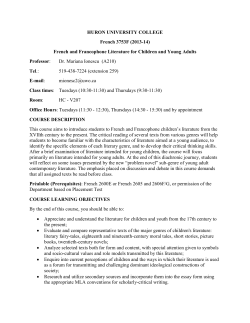 French and Francophone Literature for Children