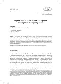 Europa XXI 26 (2014), Regionalism as social capital for regional