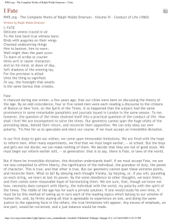 RWE.org - The Complete Works of Ralph Waldo Emerson :: I Fate