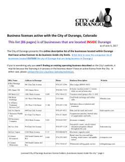 Business Licenses Active With The City Of Durango, Colorado