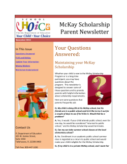 McKay Scholarship Parent Newsletter