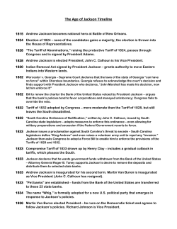 The Age of Jackson Timeline