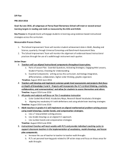 SIP Plan PRE 2014-2016 Goal: By June 2016, all