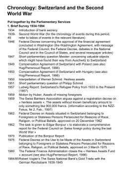 Chronology: Switzerland and the Second World War