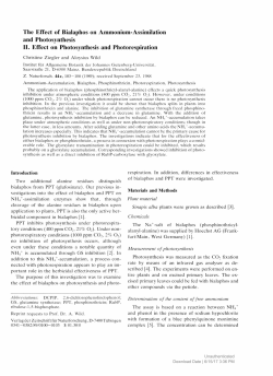 The Effect of Bialaphos on Ammonium-Assimilation and