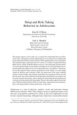 Sleep and Risk-Taking Behavior in Adolescents