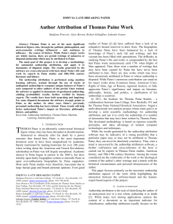 Author Attribution of Thomas Paine Work